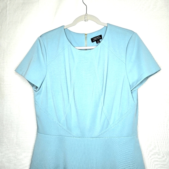Tahari Capped Sleeve Dress. Aqua Blue Size 12 - Picture 3 of 15
